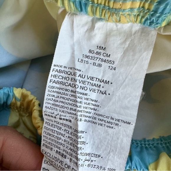 Nike Swoosh Dri Fit Yellow Blue Floral Baby Girls Swim Shorts Trunk 18M - Picture 6 of 6